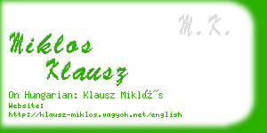 miklos klausz business card